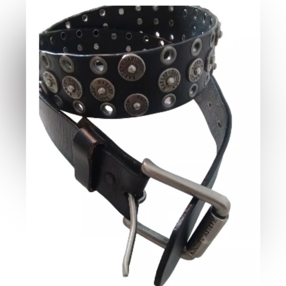 Vintage Harley Davidson Studded Black Leather Belt Size 36 Goth Grunge main image 10